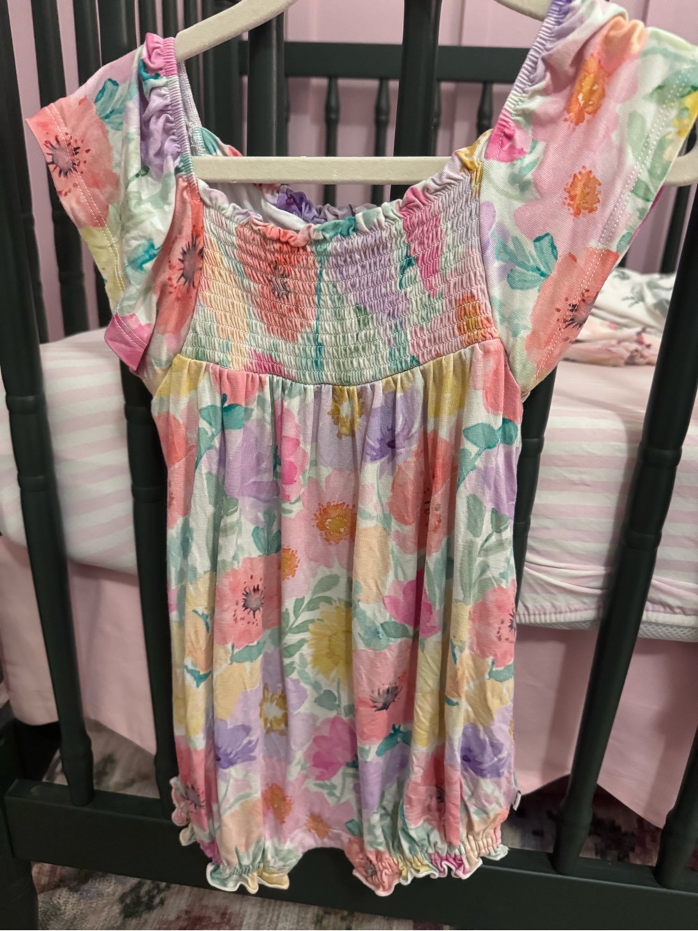Girls' Floral Pastel Smocked romper